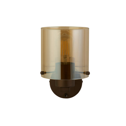 Sweden 1Lt Wall Light - Mocha Metal & Amber Glass