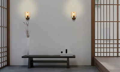 Wandlamp Sweden 1Lt - Mocha Metal & Amber Glass by Searchlight