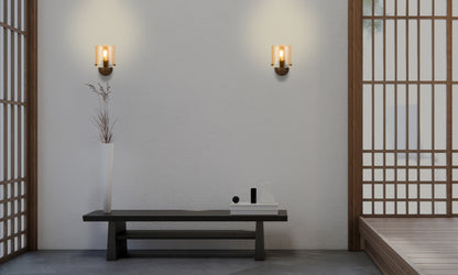 Sweden 1Lt Wall Light - Mocha Metal & Amber Glass