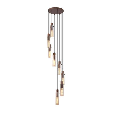 Hanglamp Sweden II 8Lt - Mocha Metal & Amber Glass by Searchlight
