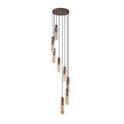 Hanglamp Sweden II 8Lt - Mocha Metal & Amber Glass by Searchlight