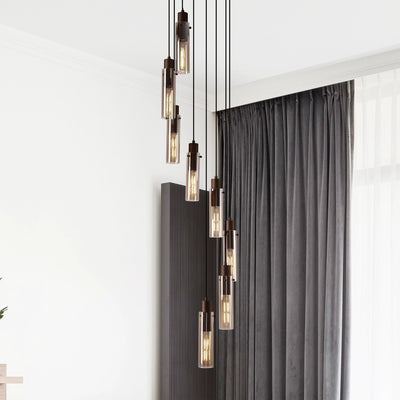 Hanglamp Sweden II 8Lt - Mocha Metal & Amber Glass by Searchlight