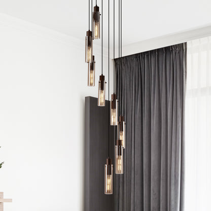 Sweden II 8Lt Multi Drop - Mocha Metal & Amber Glass