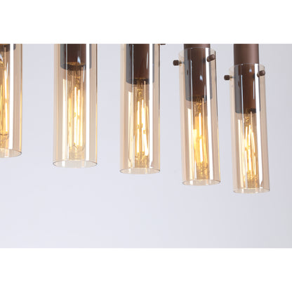 Sweden II 8Lt Bar Pendant - Mocha Metal & Amber Glass