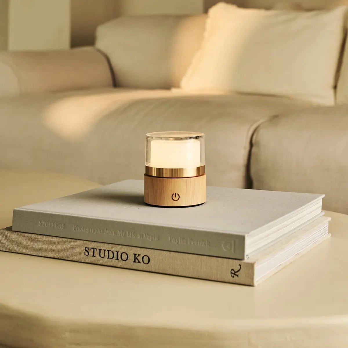 Tafellamp oplaadbaar Leo Lichtbruin