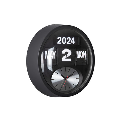 Wandklok Round Flip Zwart