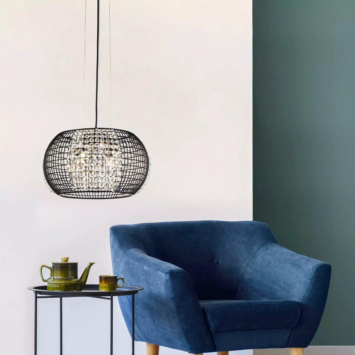 Hanglamp Cage 4-lichts - Matt black by Searchlight