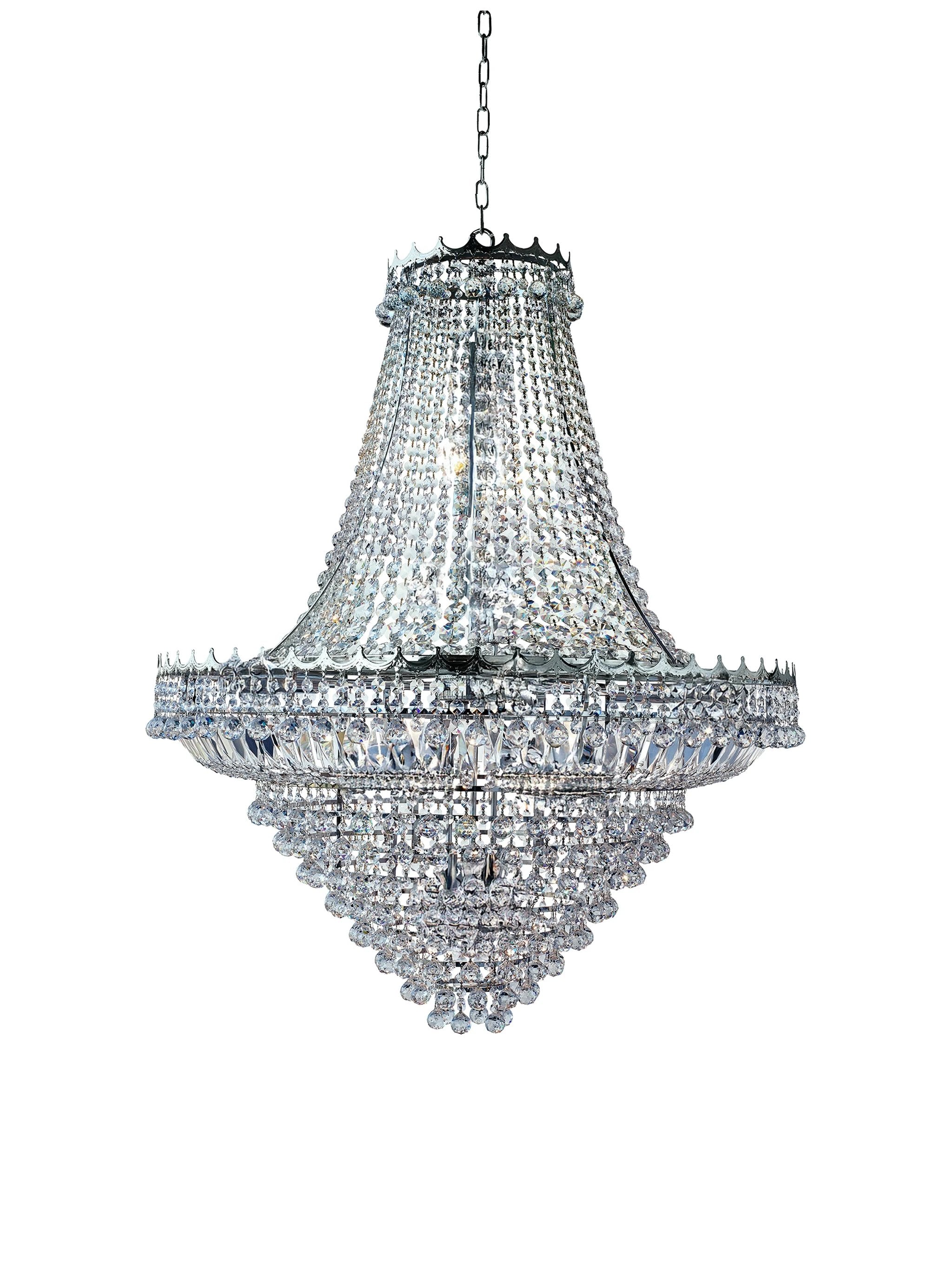 Kroonluchter Versailles 19Lt Chrome Metal & Crystal by Searchlight