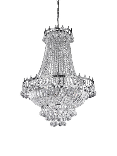 Kroonluchter Versailles 9Lt Chrome Metal & Crystal by Searchlight