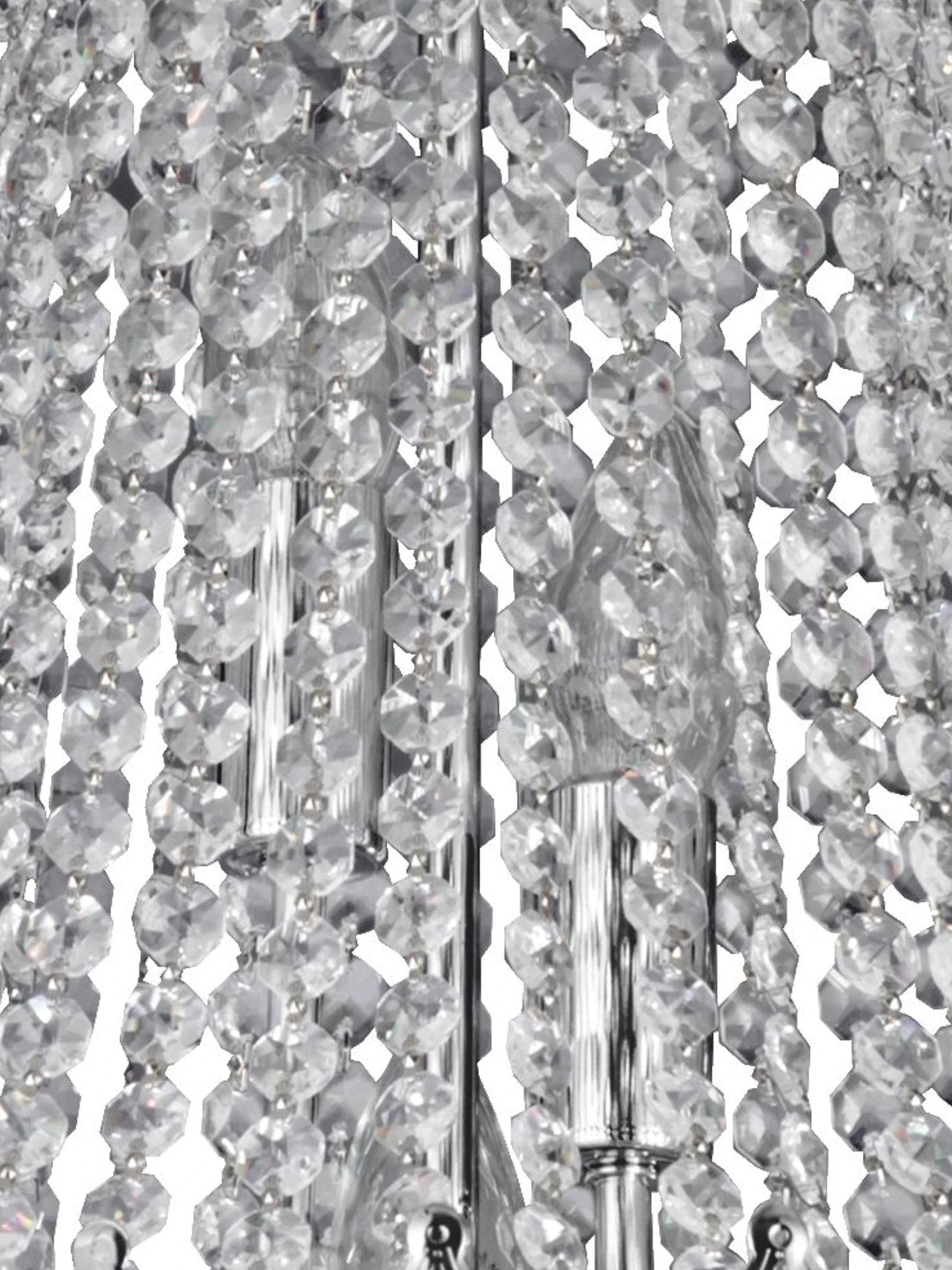 Kroonluchter Versailles 9Lt Chrome Metal & Crystal by Searchlight