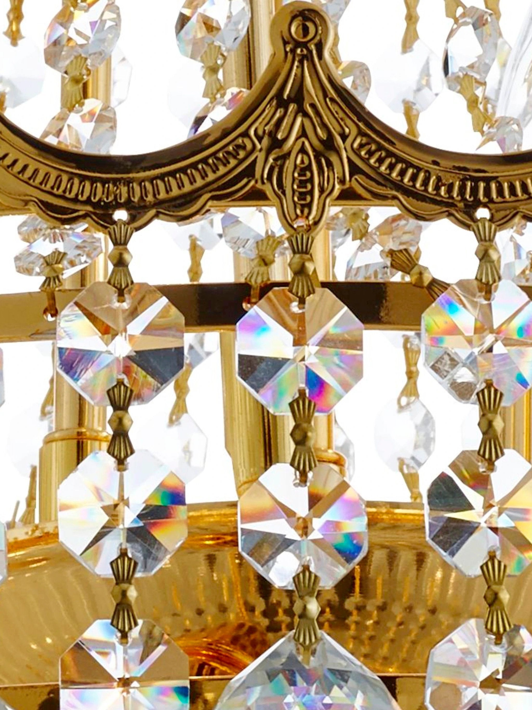 Kroonluchter Versailles 9Lt Gold Metal & Crystal by Searchlight