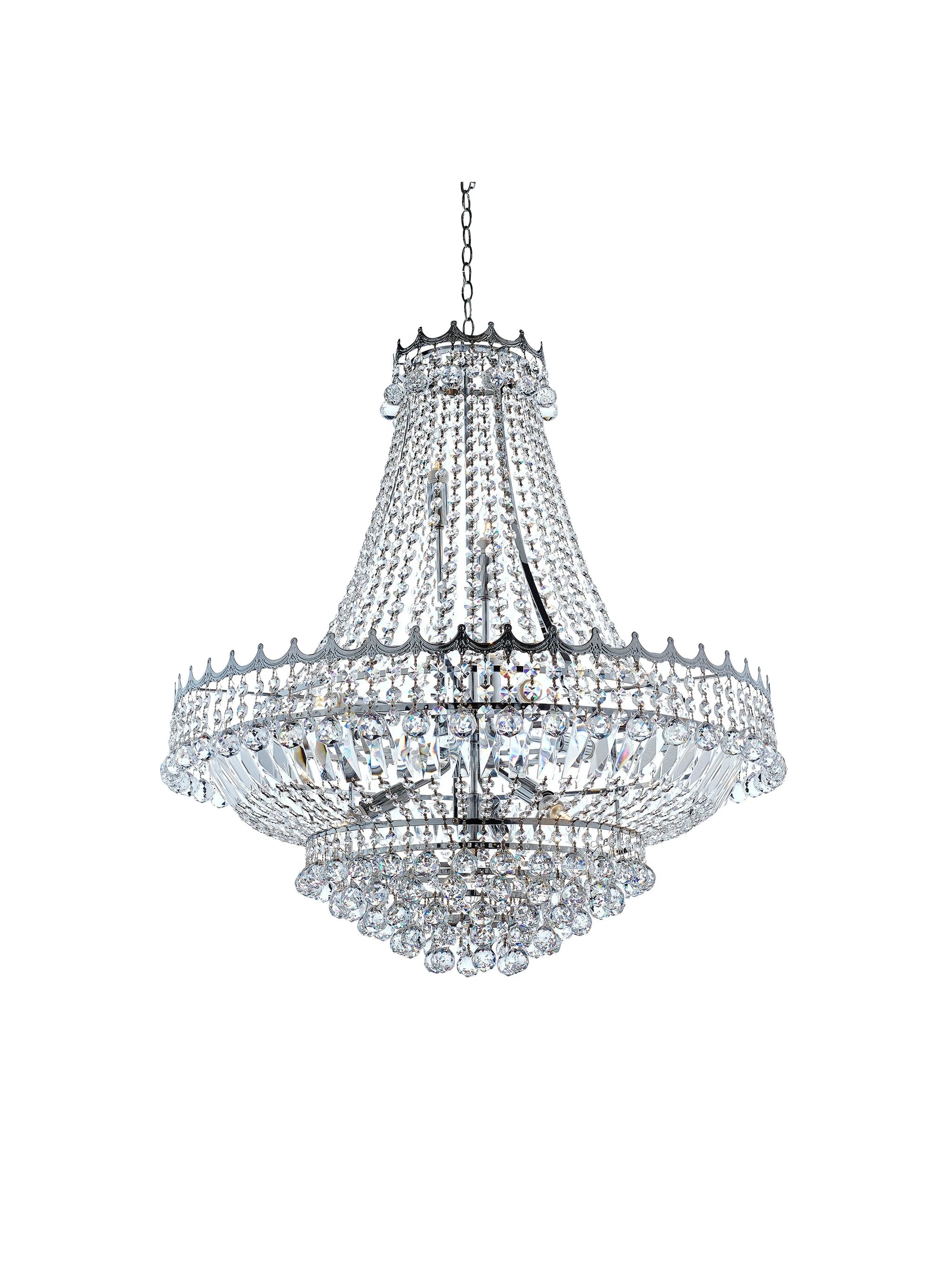 Kroonluchter Versailles 13Lt Chrome Metal & Crystal by Searchlight