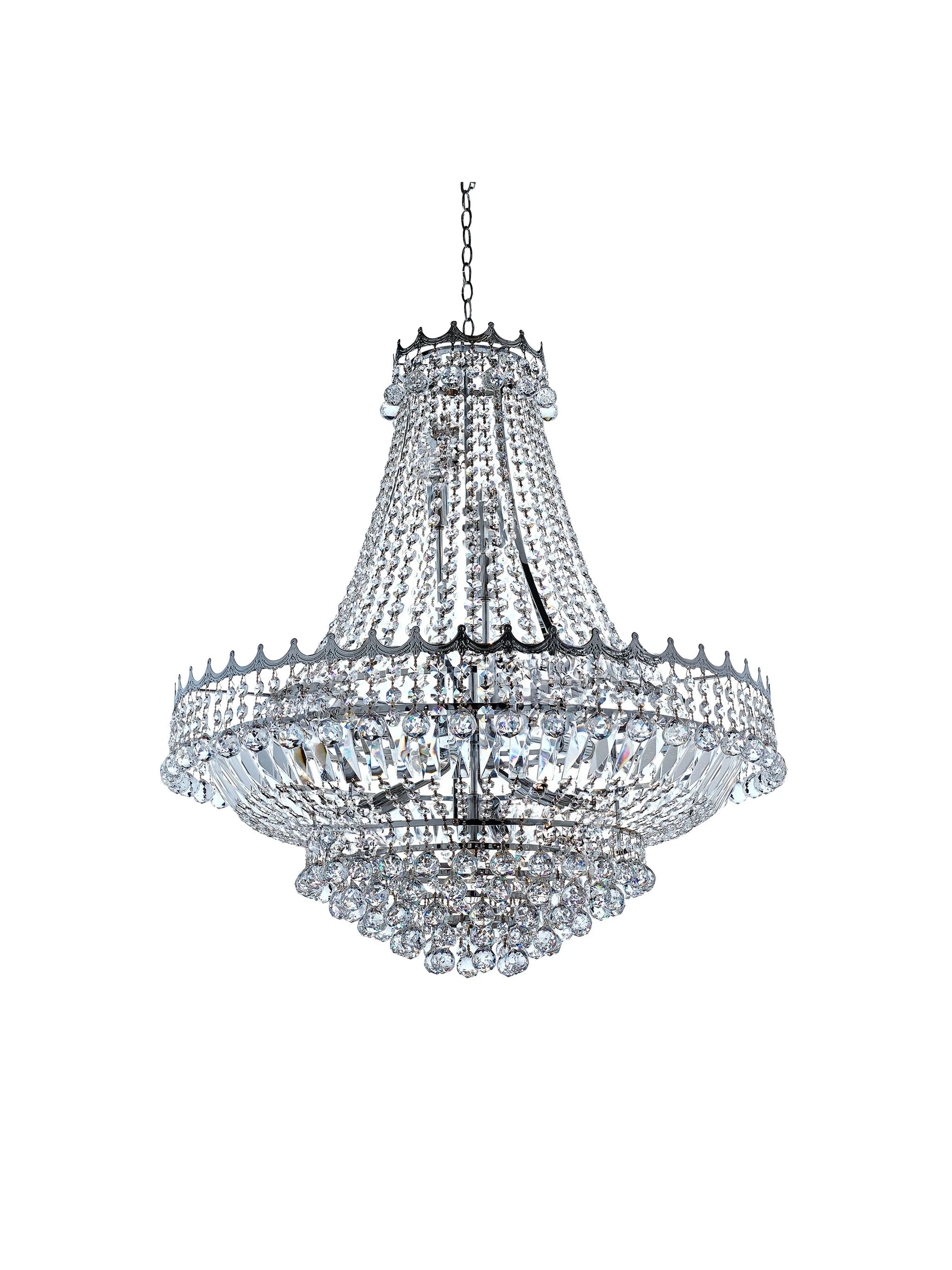 Kroonluchter Versailles 13Lt Chrome Metal & Crystal by Searchlight