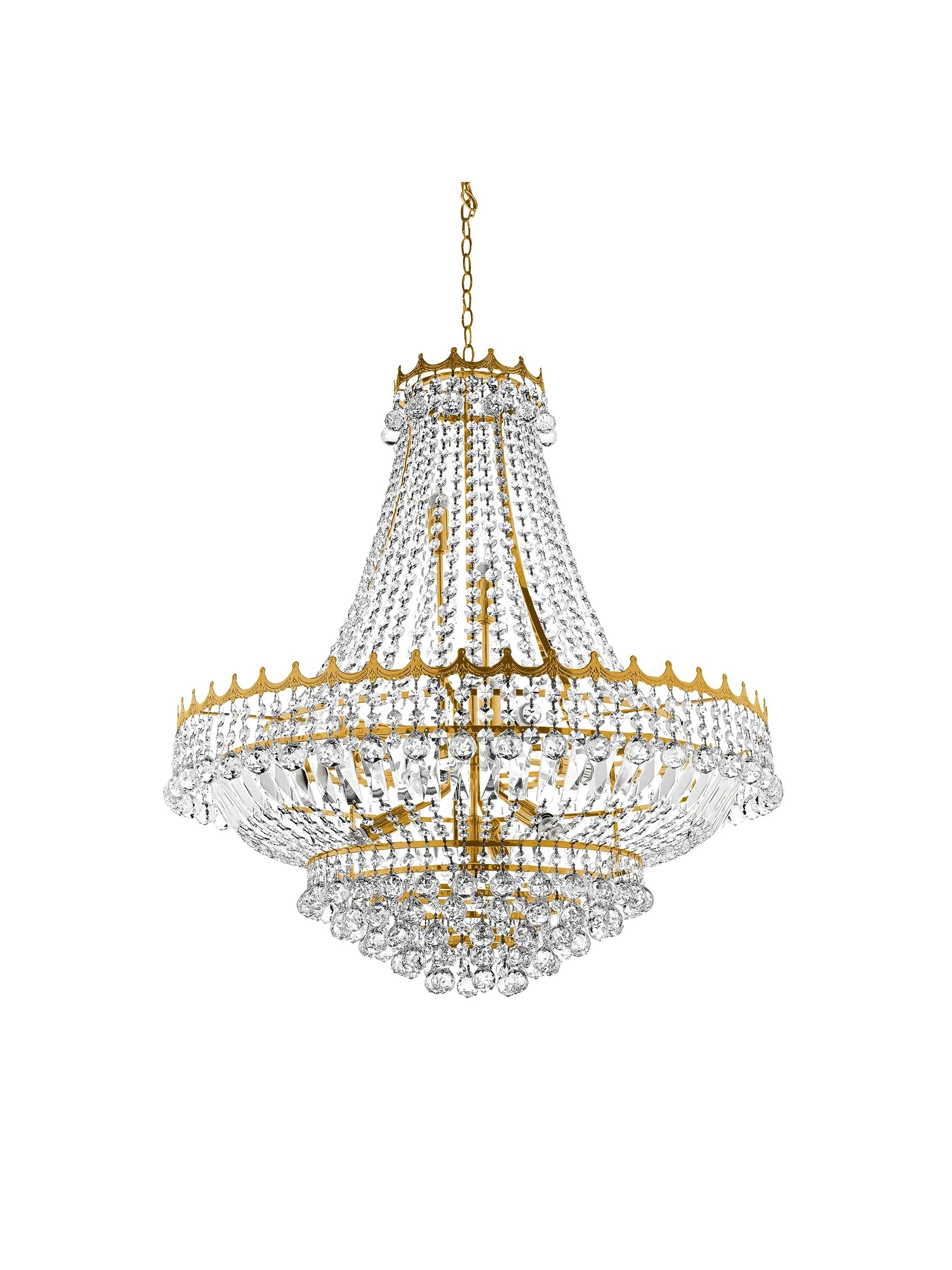 Kroonluchter Versailles 13Lt Gold Metal & Crystal by Searchlight