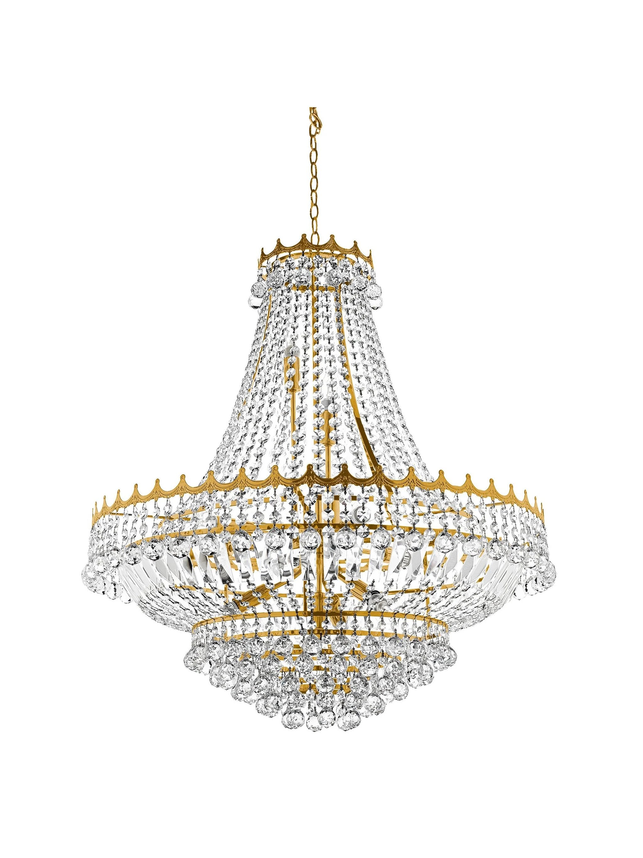 Kroonluchter Versailles 13Lt Gold Metal & Crystal by Searchlight