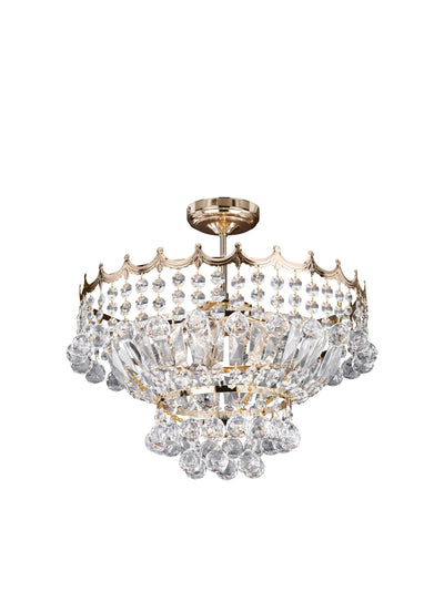 Plafondlamp Versailles 5Lt Gold Metal & Crystal by Searchlight