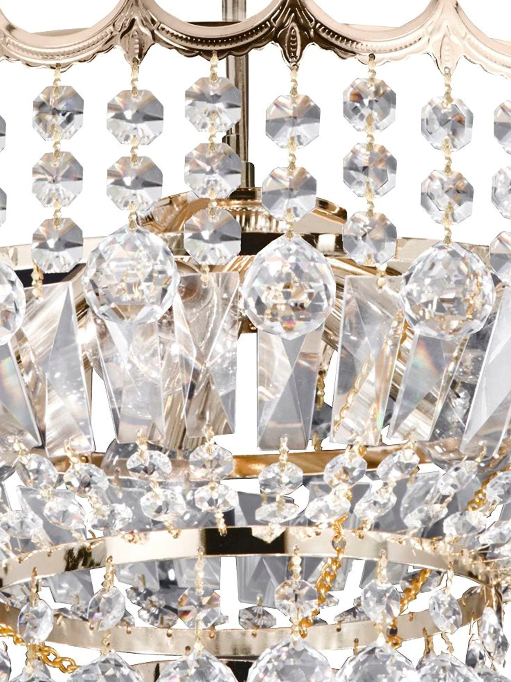 Plafondlamp Versailles 5Lt Gold Metal & Crystal by Searchlight