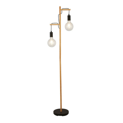 Vloerlamp Woody 2-lichts - Natural Wood and Black by Searchlight