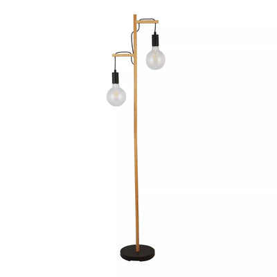 Vloerlamp Woody 2-lichts - Natural Wood and Black by Searchlight
