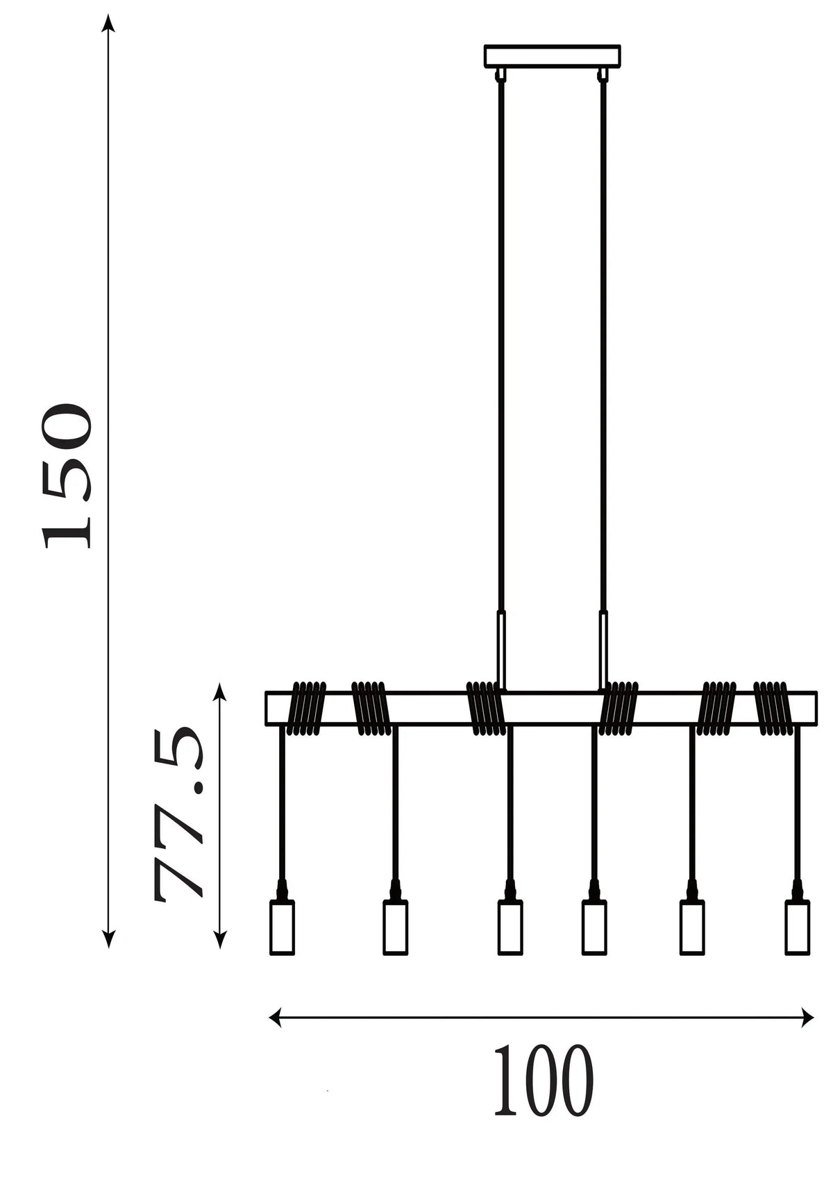 Hanglamp Woody 6-lichts - Ash Wood by Searchlight