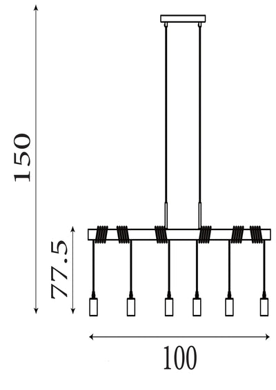 Hanglamp Woody 6-lichts - Ash Wood by Searchlight