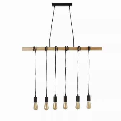 Hanglamp Woody 6-lichts - Ash Wood by Searchlight