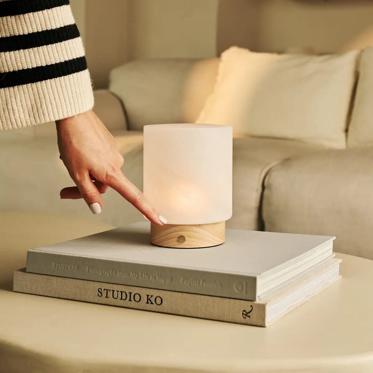 Tafellamp oplaadbaar Pien lichtbruin hout