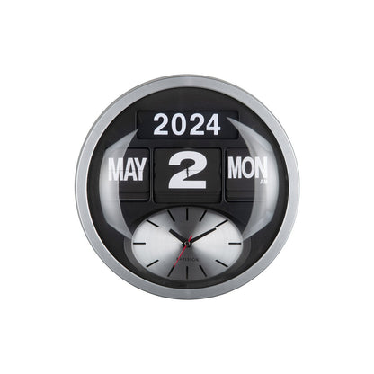 Wandklok Round Flip Zilver