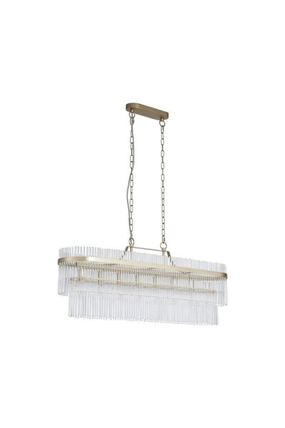 Hanglamp Lara 8Lt Ovaal Gold Metal & Clear Glass Rods by Searchlight