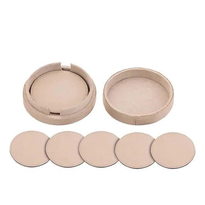 Onderzetters Delcia Beige - Vegan Leer (Set van 6) by PTMD