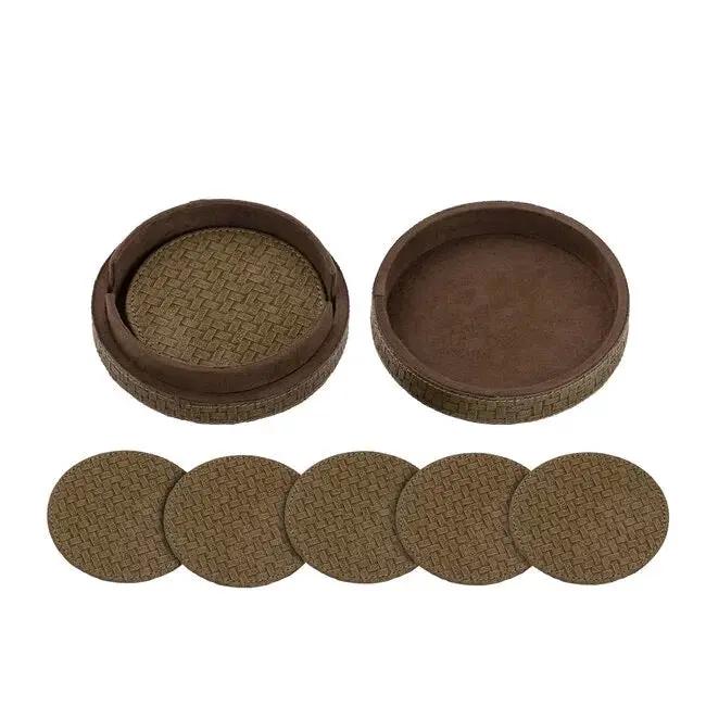 Onderzetters Delcia Groen - Vegan Leer (Set van 6) by PTMD