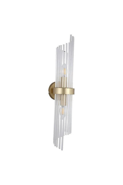 Wandlamp Lara 2Lt Gold Metal & Clear Glass Rods by Searchlight