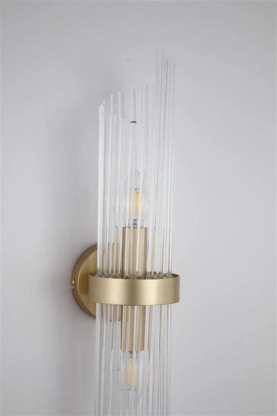 Wandlamp Lara 2Lt Gold Metal & Clear Glass Rods by Searchlight