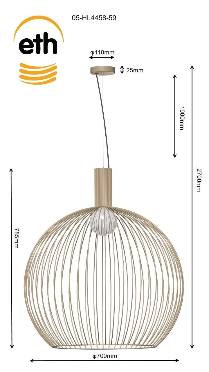 Hanglamp Wire mat Sand Ø70cm by ETH