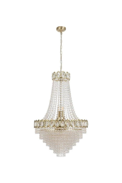 Kroonluchter Louis Phillipe 11Lt Satin Brass & Crystal by Searchlight