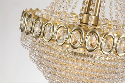 Kroonluchter Louis Phillipe 11Lt Satin Brass & Crystal by Searchlight