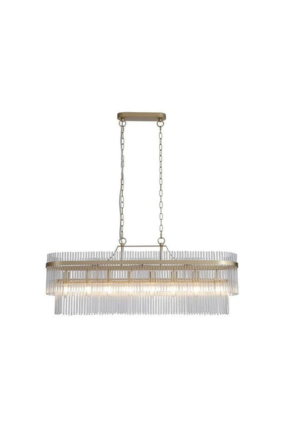 Hanglamp Lara 8Lt Ovaal Gold Metal & Clear Glass Rods by Searchlight