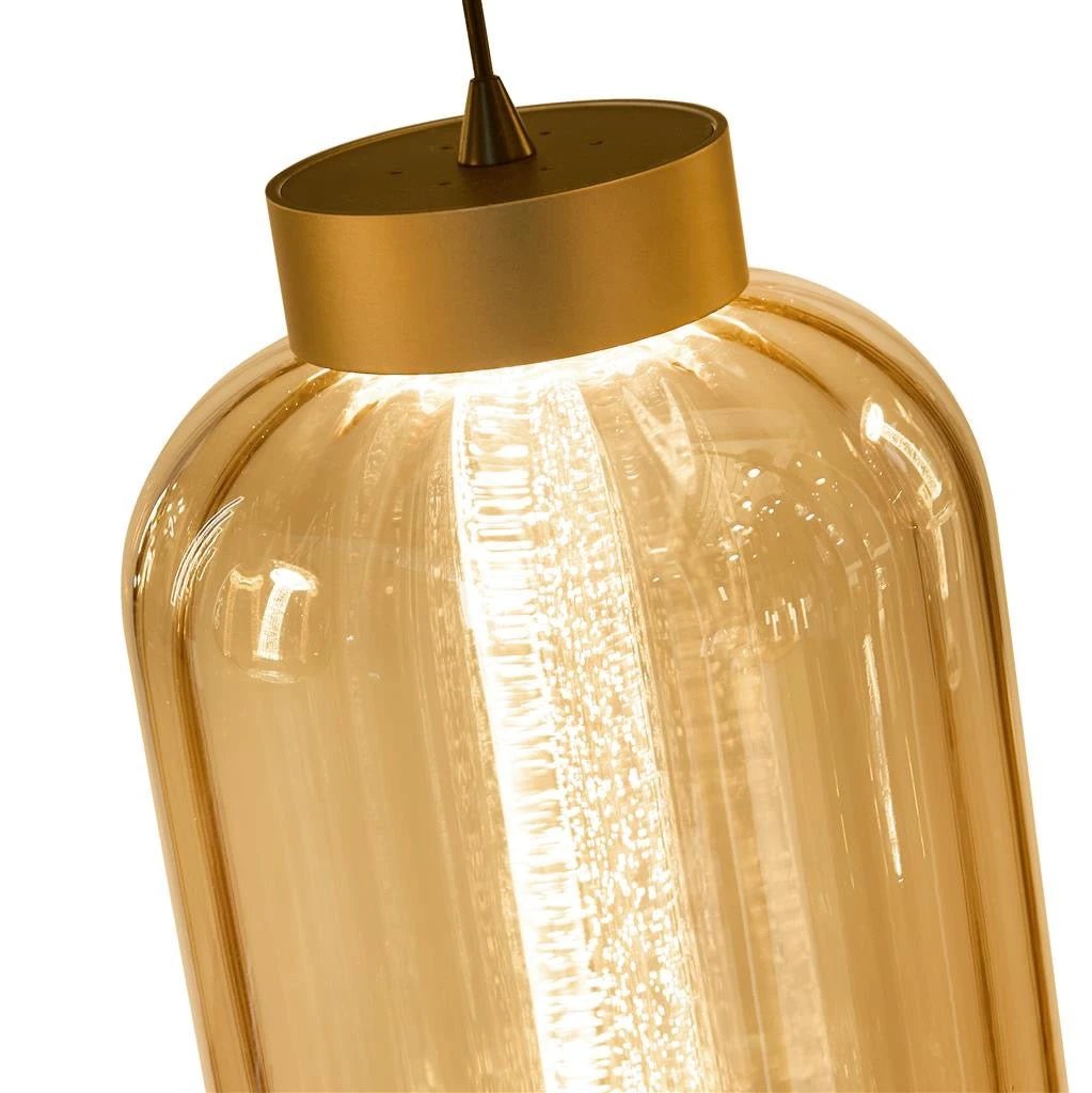 Hanglamp Lille LED 4Lt LED Latte Metal and Amber Glass by Searchlight