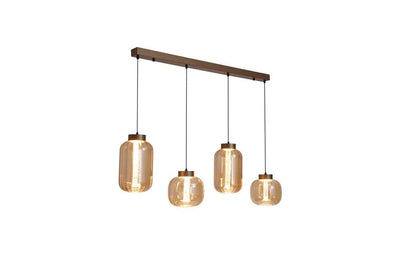 Hanglamp Lille LED 4Lt LED Latte Metal and Amber Glass by Searchlight