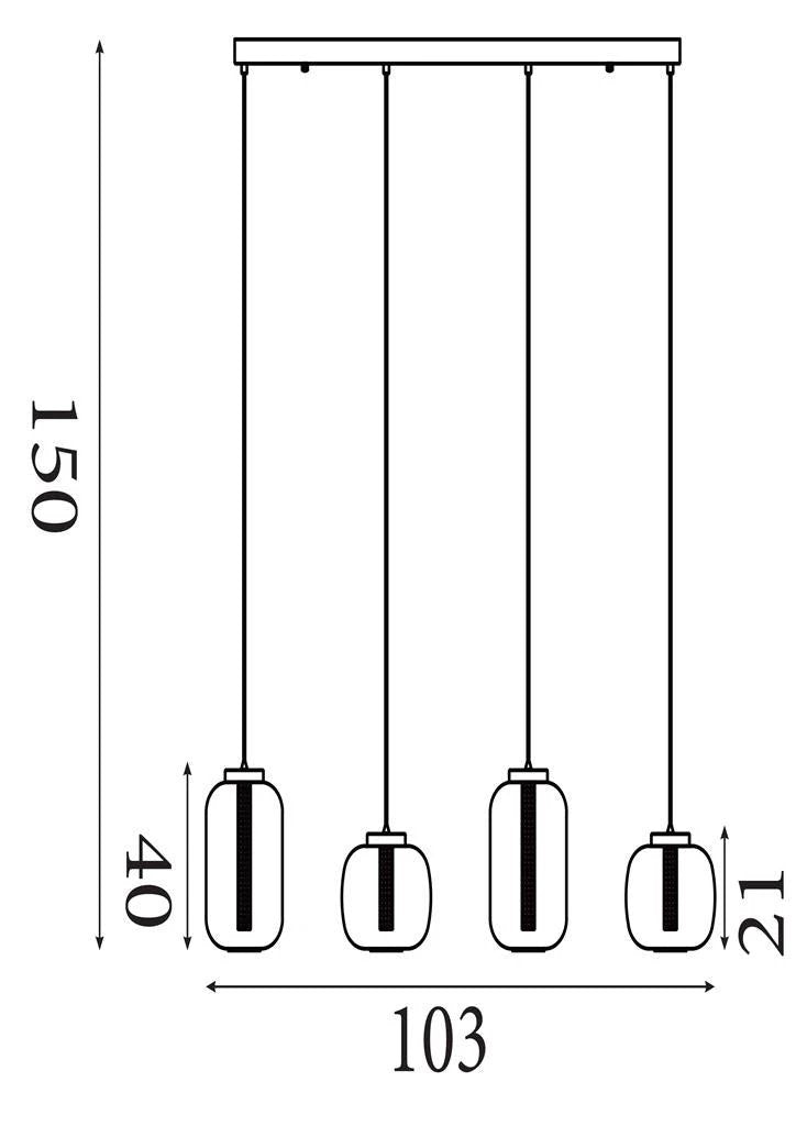 Hanglamp Lille LED 4Lt LED Latte Metal and Amber Glass by Searchlight