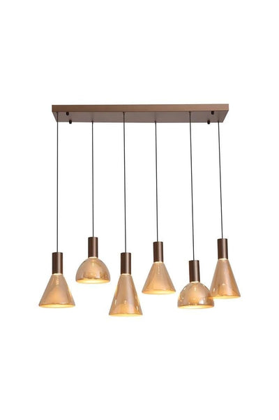 Hanglamp Cannes LED Latte Metal and Amber Glass by Searchlight
