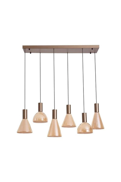 Hanglamp Cannes LED Latte Metal and Amber Glass by Searchlight