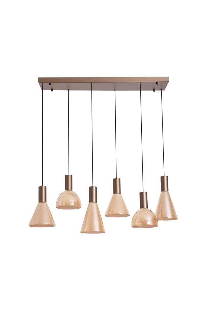 Hanglamp Cannes LED Latte Metal and Amber Glass by Searchlight