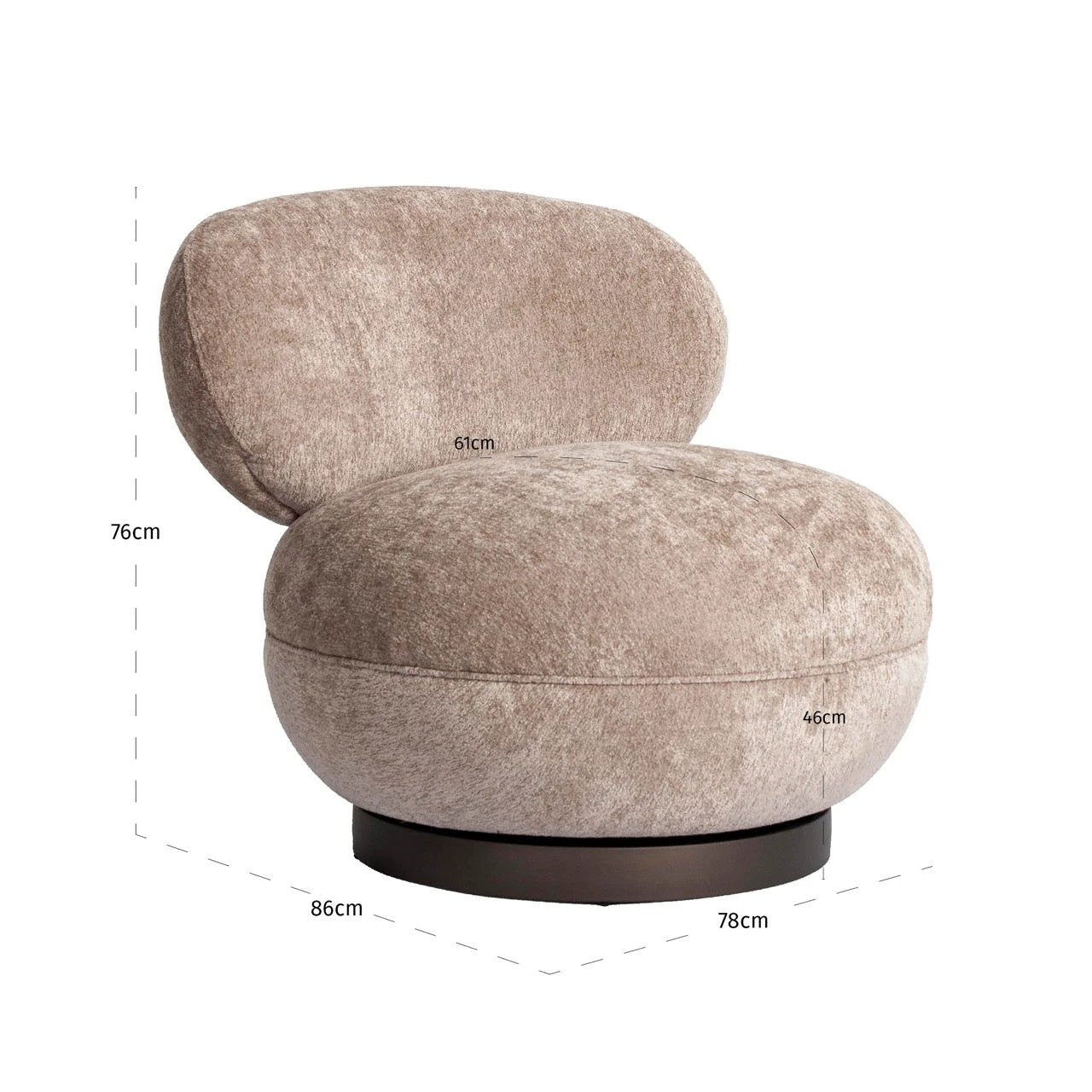 Loungestoel Jace be easy zand draaibaar brandvertragend by Richmond Interiors