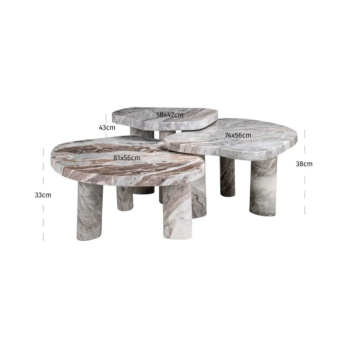 Salontafel Camino Blush beige (set van 3) by Richmond Interiors