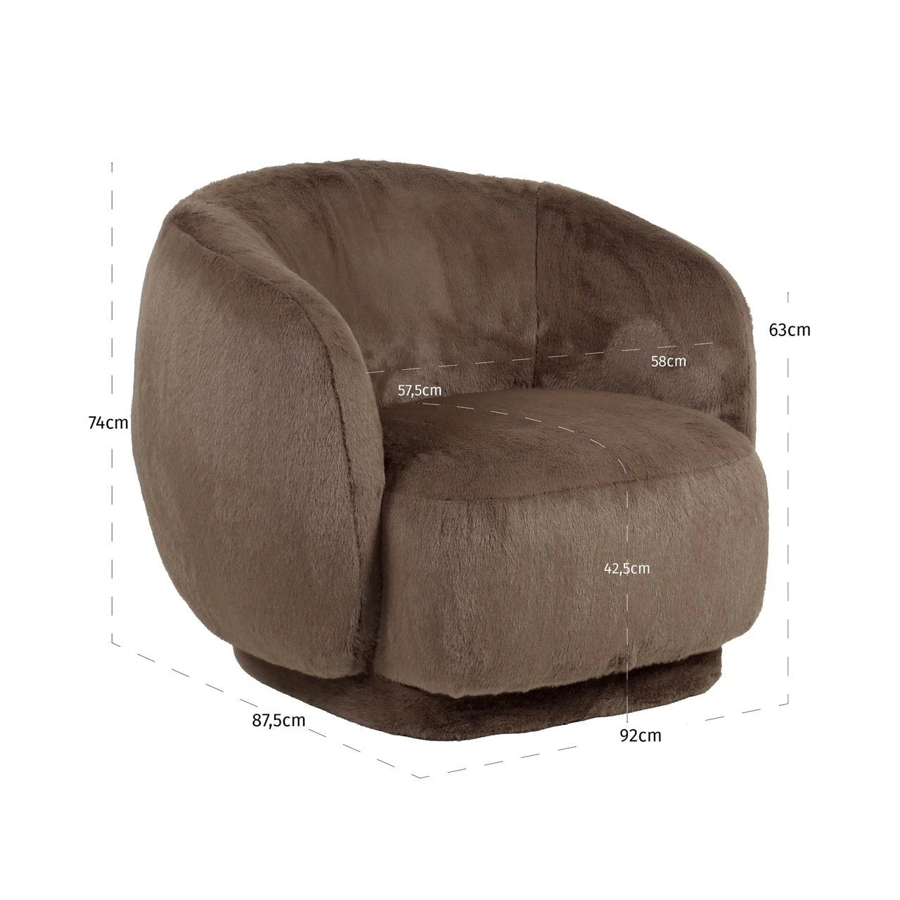 Loungestoel Negreslo brown pluizig by Richmond Interiors