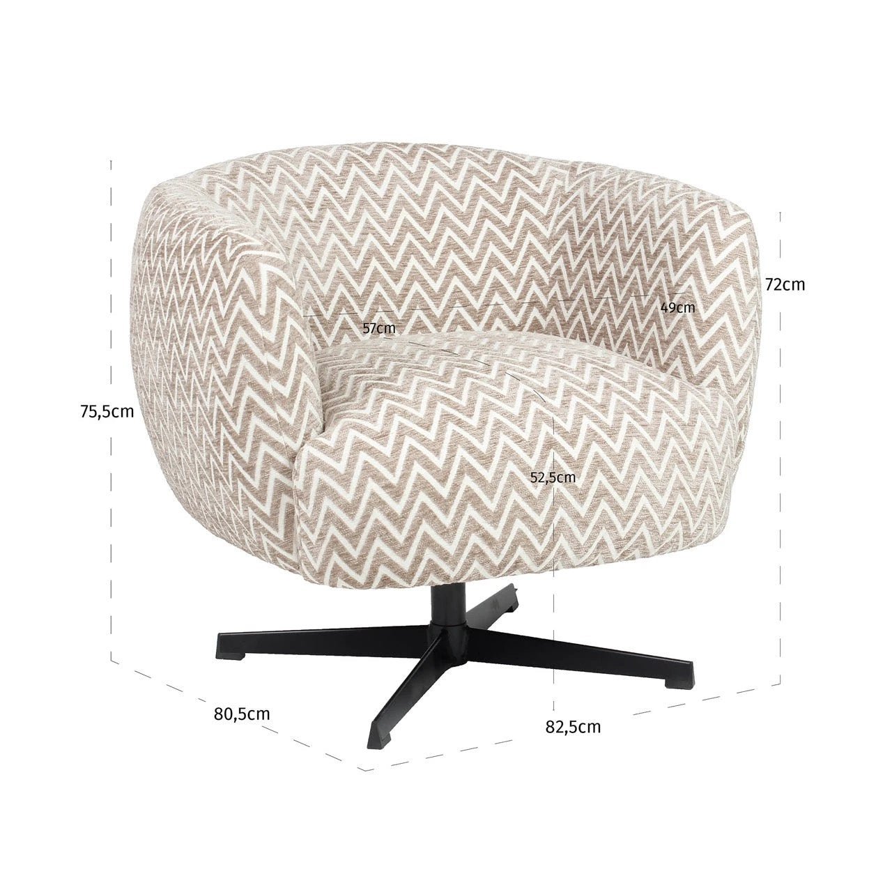 Loungestoel Estelle sand chevron draaibaar by Richmond Interiors