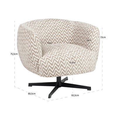 Loungestoel Estelle sand chevron draaibaar by Richmond Interiors