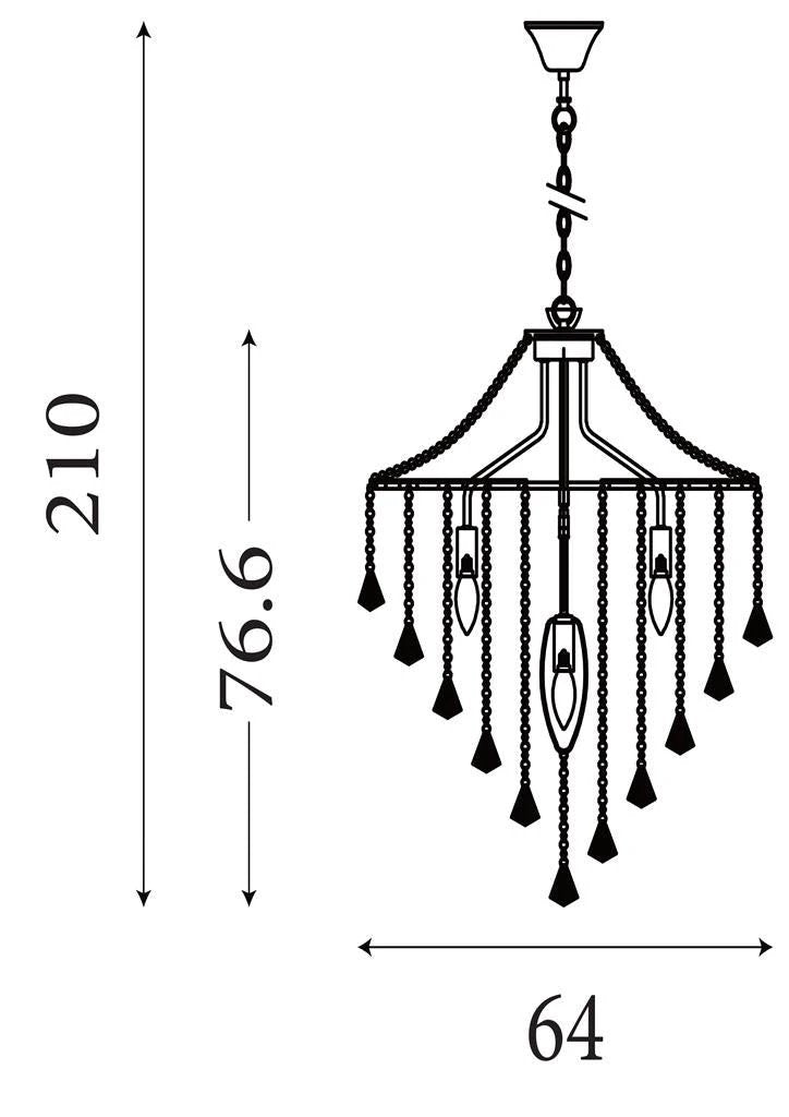 Kroonluchter Dorchester 5Lt Chrome Metal & Crystal by Searchlight
