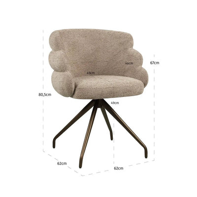 Eetkamerstoel Kayla mocca Boldweave draaibaar by Richmond Interiors